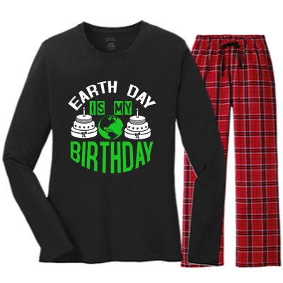 Earth Day Birthday Celebration Graphic Women's Long Sleeve Flannel Pajama Set 