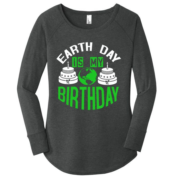 Earth Day Birthday Celebration Graphic Women's Perfect Tri Tunic Long Sleeve Shirt