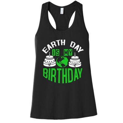 Earth Day Birthday Celebration Graphic Women's Racerback Tank