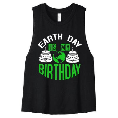 Earth Day Birthday Celebration Graphic Women's Racerback Cropped Tank