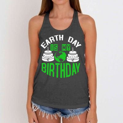 Earth Day Birthday Celebration Graphic Women's Knotted Racerback Tank