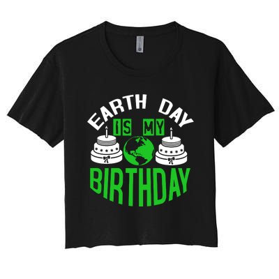 Earth Day Birthday Celebration Graphic Women's Crop Top Tee