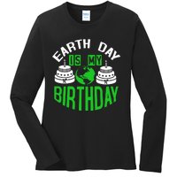 Earth Day Birthday Celebration Graphic Ladies Long Sleeve Shirt