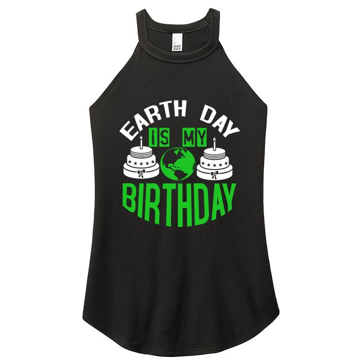 Earth Day Birthday Celebration Graphic Women's Perfect Tri Rocker Tank