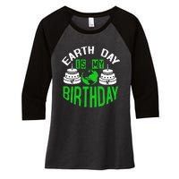 Earth Day Birthday Celebration Graphic Women's Tri-Blend 3/4-Sleeve Raglan Shirt