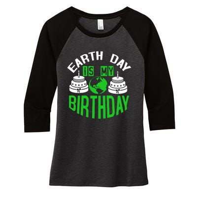 Earth Day Birthday Celebration Graphic Women's Tri-Blend 3/4-Sleeve Raglan Shirt