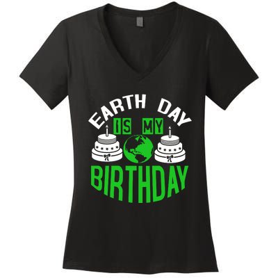 Earth Day Birthday Celebration Graphic Women's V-Neck T-Shirt