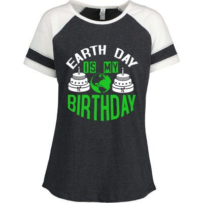 Earth Day Birthday Celebration Graphic Enza Ladies Jersey Colorblock Tee