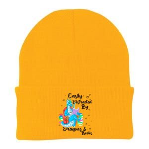 Easily Distracted By Dragons And Books Knit Cap Winter Beanie