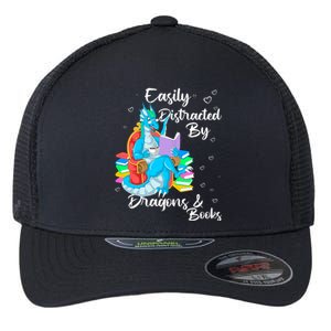 Easily Distracted By Dragons And Books Flexfit Unipanel Trucker Cap