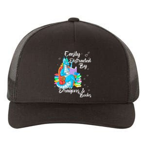 Easily Distracted By Dragons And Books Yupoong Adult 5-Panel Trucker Hat