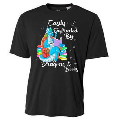 Easily Distracted By Dragons And Books Cooling Performance Crew T-Shirt