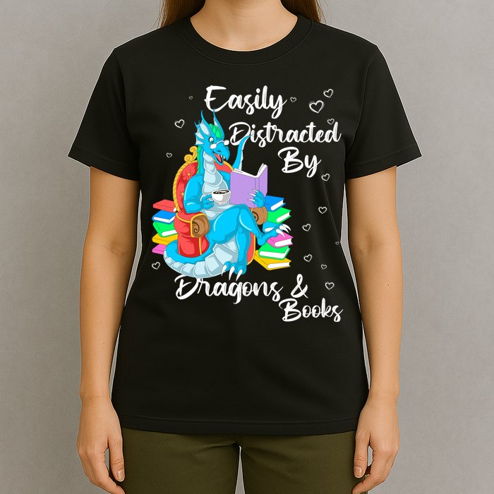 Easily Distracted By Dragons And Books T-Shirt