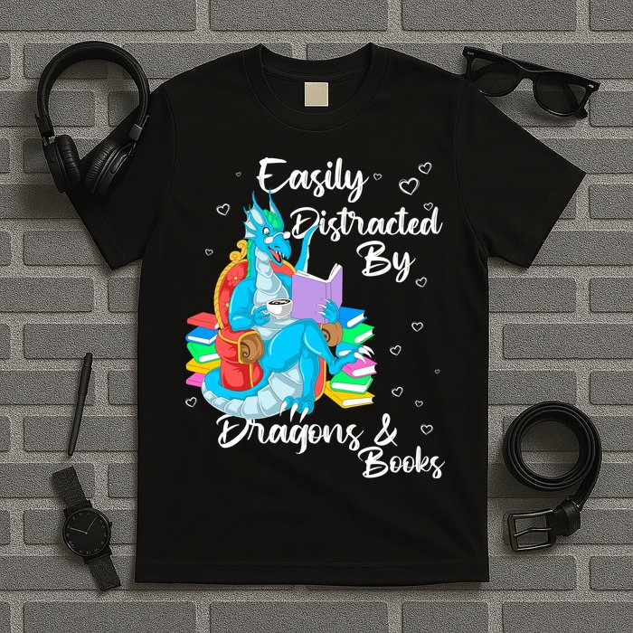 Easily Distracted By Dragons And Books T-Shirt