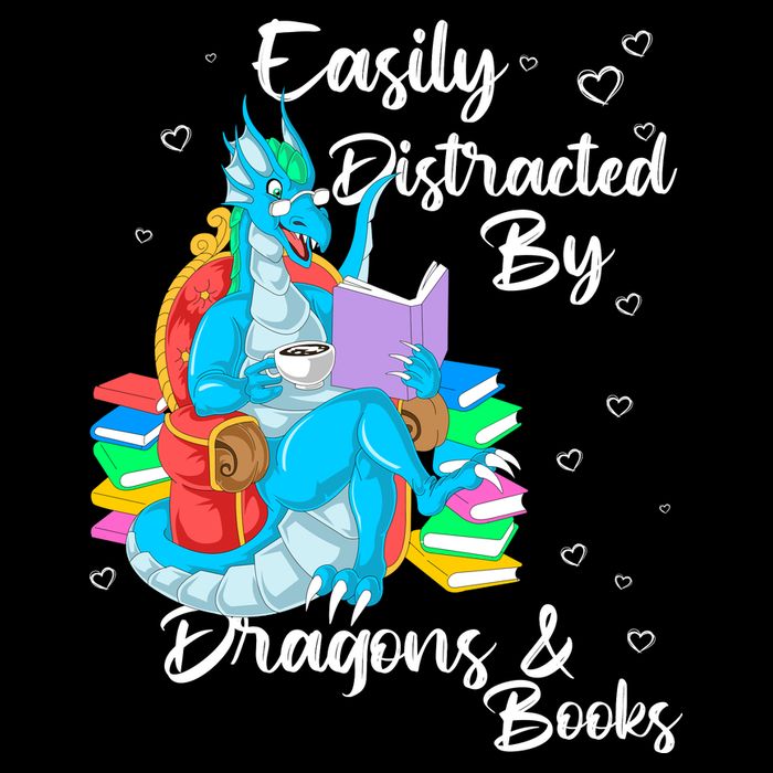 Easily Distracted By Dragons And Books T-Shirt