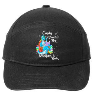 Easily Distracted By Dragons And Books 7-Panel Snapback Hat