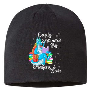 Easily Distracted By Dragons And Books Sustainable Beanie