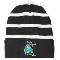 Easily Distracted By Dragons And Books Striped Beanie with Solid Band