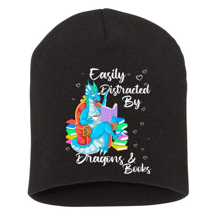 Easily Distracted By Dragons And Books Short Acrylic Beanie