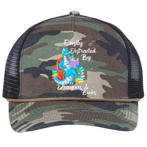 Easily Distracted By Dragons And Books Retro Rope Trucker Hat Cap