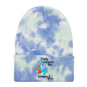 Easily Distracted By Dragons And Books Tie Dye 12in Knit Beanie