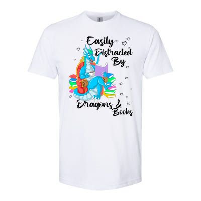 Easily Distracted By Dragons And Books Softstyle® CVC T-Shirt