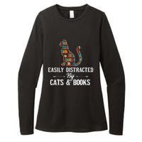 Easily Distracted by Cats and Books Cat Design Womens CVC Long Sleeve Shirt