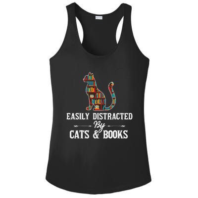 Easily Distracted by Cats and Books Cat Design Ladies PosiCharge Competitor Racerback Tank