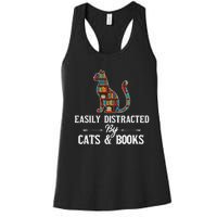 Easily Distracted by Cats and Books Cat Design Women's Racerback Tank