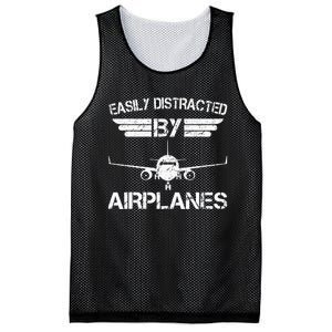 Easily Distracted By Airplanes Aviation Pilot Airplane Lover Mesh Reversible Basketball Jersey Tank