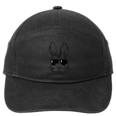 Easter Day Bunny Face With Sunglasses Easter 7-Panel Snapback Hat