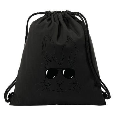 Easter Day Bunny Face With Sunglasses Easter Drawstring Bag