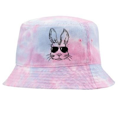 Easter Day Bunny Face With Sunglasses Easter Tie-Dyed Bucket Hat