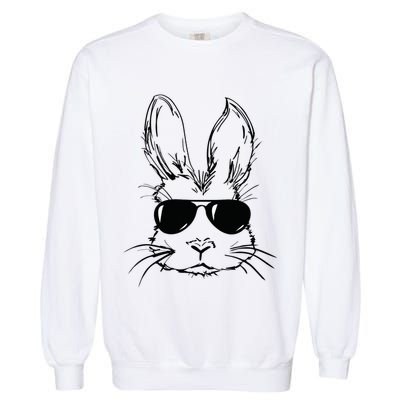 Easter Day Bunny Face With Sunglasses Easter Garment-Dyed Sweatshirt