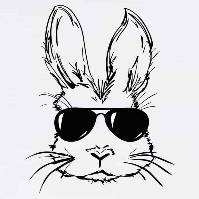 Easter Day Bunny Face With Sunglasses Easter Sweatshirt