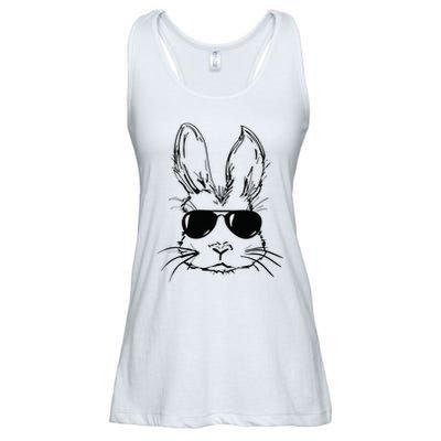 Easter Day Bunny Face With Sunglasses Easter Ladies Essential Flowy Tank