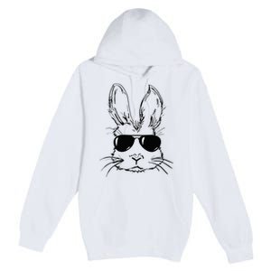 Easter Day Bunny Face With Sunglasses Easter Premium Pullover Hoodie