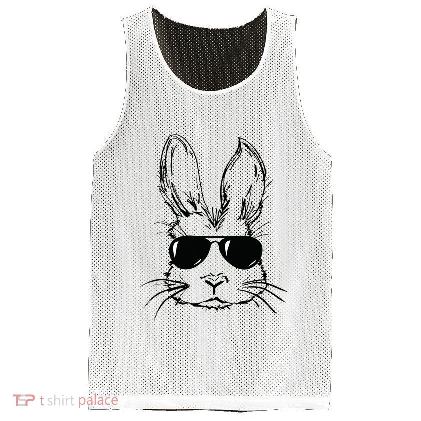 Easter Day Bunny Face With Sunglasses Easter Mesh Reversible Basketball Jersey Tank