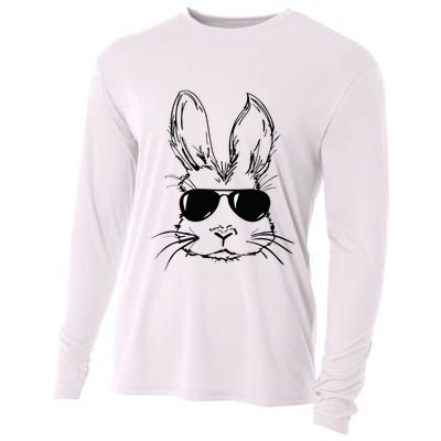 Easter Day Bunny Face With Sunglasses Easter Cooling Performance Long Sleeve Crew