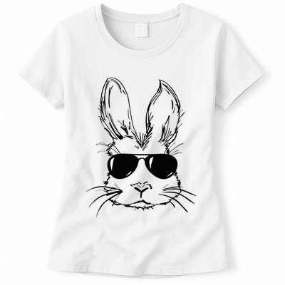 Easter Day Bunny Face With Sunglasses Easter Womens T-Shirt