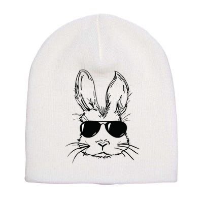 Easter Day Bunny Face With Sunglasses Easter Short Acrylic Beanie