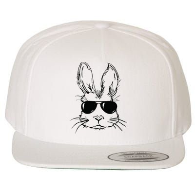 Easter Day Bunny Face With Sunglasses Easter Wool Snapback Cap