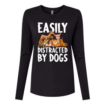 Easily Distracted By Dogs Womens Cotton Relaxed Long Sleeve T-Shirt