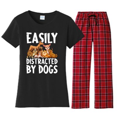 Easily Distracted By Dogs Women's Flannel Pajama Set