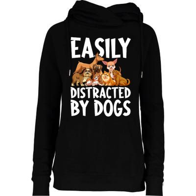 Easily Distracted By Dogs Womens Funnel Neck Pullover Hood