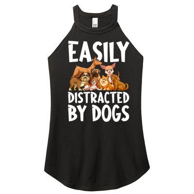 Easily Distracted By Dogs Women’s Perfect Tri Rocker Tank