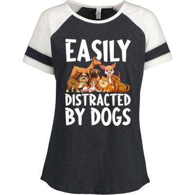 Easily Distracted By Dogs Enza Ladies Jersey Colorblock Tee