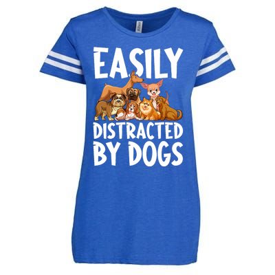 Easily Distracted By Dogs Enza Ladies Jersey Football T-Shirt