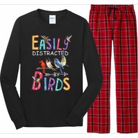 Easily Distracted By Birds Gift Funny Bird Gift Long Sleeve Pajama Set