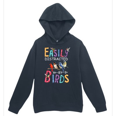 Easily Distracted By Birds Gift Funny Bird Gift Urban Pullover Hoodie